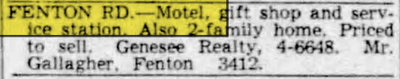 Undetermined Fenton Motel - Aug 31 1953 Article (newer photo)